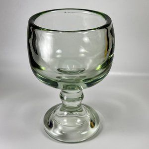 Hand Blown Footed Stemmed Glass Goblet Vase Green Hue Tint Heavy Unbranded 8"